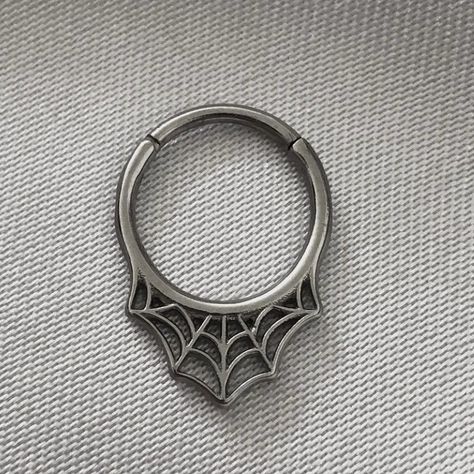 Septum Piercing Unique, Cool Septum Rings, Septum Piercing Jewelry Unique, Septum Rings, Weird Septum Jewelry, Spiderweb Septum, Alt Septum Jewelry, Spider Septum Ring, Septum Piercing Men