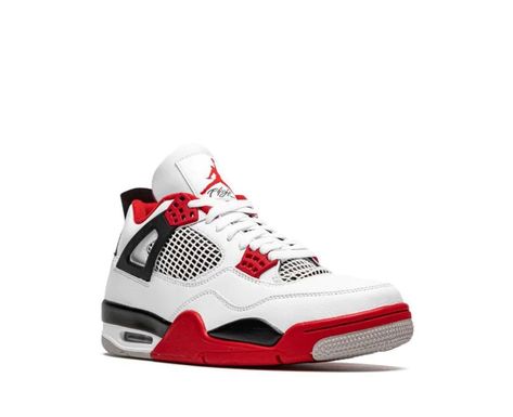 Air Jordan 4 Fire Red, Jordan 4 Retro Fire Red, Jordan 4 Fire Red, Nike Air Jordan 4 Retro, Red Jordans, Nike Air Jordan 4, Jordan 4 Retro, Mens Nike Shoes, Black Heel