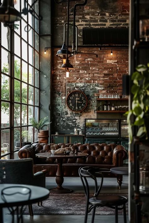 How to Blend Timeless Elegance in Your Industrial House Design Converted Factory, Whisky Room, Loft Vibes, Brick Living Room, Dining Room Colour Schemes, Industrial Loft Design, Cave Room, Modern Industrial Decor, Industrial Home Design