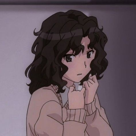 Curly Hair Pfps Anime, Curly Haired Pfp Cartoon, Kaoru Tanamachi Pfp, Ameliacore Outfit, Curly Haired Anime Characters, Curly Hair In Anime, Curly Anime Character, Curly Anime Pfp, Pfp Anime Curly Hair