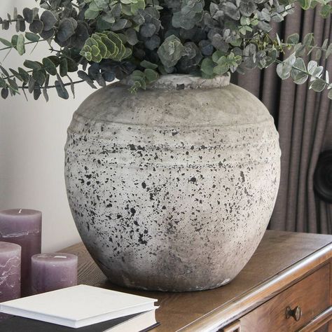 Large Distressed Stoneware Vase By Marquis & Dawe in 2022 | Large vases decor, Vase, Large flower vases Extra Large Vase, Large White Vase, Vasos Vintage, Large Ceramic Vase, Grey Vases, Rustic Vase, Black Vase, Plant Vase, Stoneware Vase