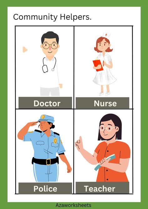 Community Helpers identifying worksheets for preschoolers and nursery students.... #communityhelpers Helpers Chart Preschool, Helper Chart, Work Bulletin Boards, Worksheets For Preschoolers, Painting Competition, Community Helpers, Alphabet Flashcards, Preschool Worksheets, English Vocabulary