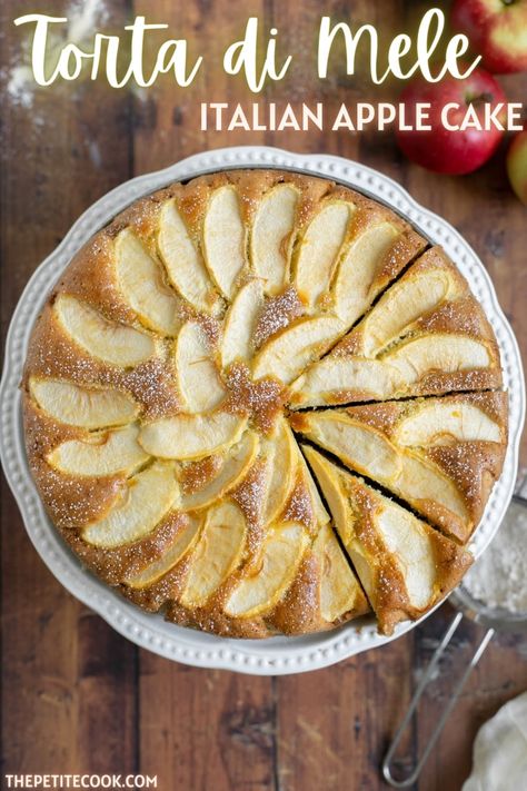 Torta di Mele, aka classic Italian apple cake, is a dessert all Italian nonnas make! It's soft and fluffy, and easy to make with just 8 ingredients! Italian Apple Dessert Recipes, Apple Cake Recipe Easy Bundt, Italian Apple Cake Recipe, Tuscan Apple Cake, Best French Apple Cake Recipe, Baked Apple Recipes, Italian Cake, Fall Cooking, Apple Cake Recipes