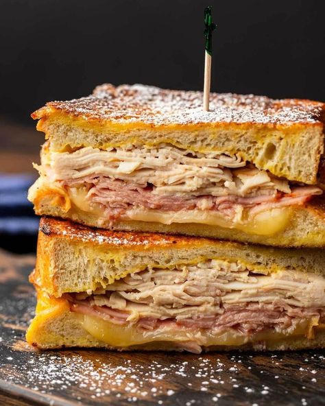 Sip and Feast - If you love the combination of sweet and... Monte Cristo Recipe, Maple Ham, Cheesesteak Pasta, Pizza Sides, Sip And Feast, Ham And Swiss, Monte Cristo Sandwich, Turkey Ham, Classic Sandwich