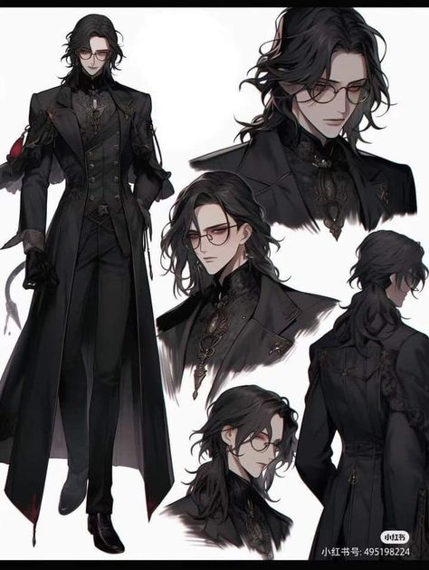 Elegant Steampunk Fashion, Male Fashion Designer Aesthetic, Black Fantasy Outfit Male, Male Royalty Outfit, Dnd Male Character Art, Character Outfit Ideas Male, Fantasy Mens Clothes, Dark Academia Character Design, Guy Outfits Drawing