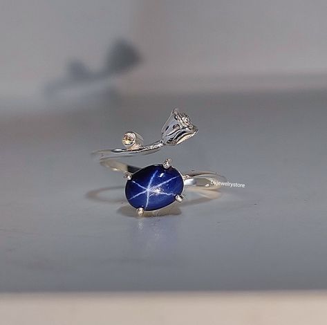 Blue Star Ring, Star Sapphire Jewelry, Magic Rings, Blue Star Sapphire Ring, Flowers Ring, Star Sapphire Ring, Blue Star Sapphire, Star Sapphire, Silver Wedding Rings