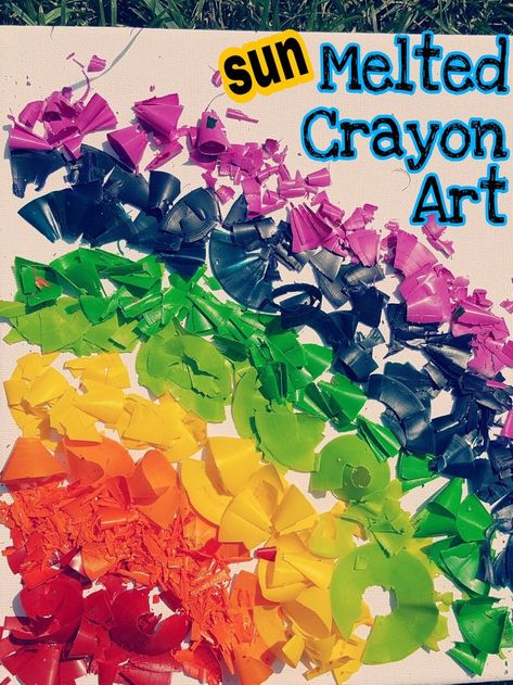 A beautiful new melted crayon art idea.  On those hot days, let the sun melt your art. Melted Crayon Art Ideas, Crayon Art Ideas, Melted Crayon Crafts, Art Ideas For Kids, Creative Art Activities, Melted Crayon Art, Crayon Crafts, Preschool Graduation, Crayon Art Melted