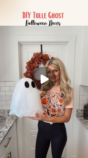 Ghost Props Diy, Adopt A Ghost Diy, Paper Mache Ghosts Diy, Cheese Cloth Ghost Diy, Ghost Decorations Diy, Tulle Ghost Costume Diy, Tulle Ghost, Diy Tulle Ghost Decoration, Diy Ghosts Outdoor Cheesecloth