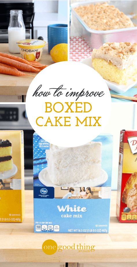 Amp up the flavor and texture of your favorite boxed cake mixes by making smart and simple substitutions. And you don't want to miss this Crumb Cake recipe! Improve Boxed Cake, Cake Mix Hacks, Gluten Free Cake Mixes, Cake Mix Ingredients, Crumb Cake Recipe, Baking Secrets, Sweet Foods, Homemade Mixes, Cake Hacks