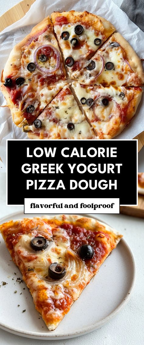 Image for Low Calorie Greek Yogurt Pizza Dough Healthy Diy Pizza, Low Calorie Pizza Dough Recipe, Clean Pizza Recipe, Low Calorie Homemade Pizza, Healthy Deep Dish Pizza, Healthier Pizza Dough, Low Cal Pizza Dough, Healthy Pizza Base, Easy Healthy Pizza Dough