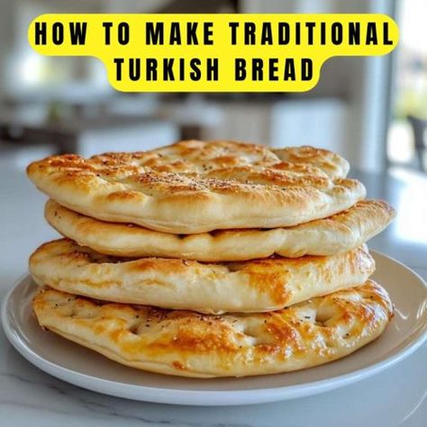 How to Make Traditional Turkish Bread Turkish Recipes Traditional, Turkish Bread Recipe, Turkish Food Traditional, Turkish Flat Bread, Iraqi Cuisine, Turkish Bread, Bread At Home, Turkish Breakfast, Fry Bread