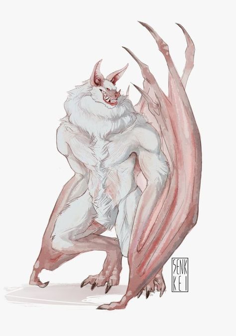 Albino Bat, Bat Art, Male Oc, Cool Monsters, Monster Concept Art, Creature Drawings, Fantasy Monster, Fantasy Creatures Art, Mythical Creatures Art