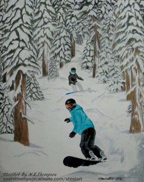 Mountain Wood Art, Snowboard Art, Ski Art, Motorcycle Illustration, Mountain Drawing, Winter Illustration, Winter Painting, Cycling Art, Steel Art