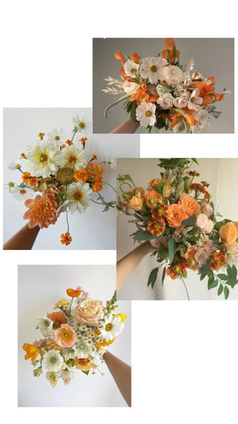 Orange Rose And Eucalyptus Bouquet, Orange Wildflower Wedding, Marigold Fall Wedding, Orange Flowers For Wedding, Orange White And Green Wedding Flowers, Marigold Bouquet Wedding, Marigold Wedding Bouquet, Academic Wedding, Marigold Wedding Flowers