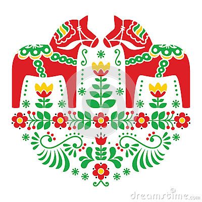 Swedish Dala or Daleclarian horse floral folk pattern Arte Folk, Hungarian Embroidery, Redwork Embroidery, Dala Horse, Horse Pattern, Learn Embroidery, Folk Embroidery, Arte Popular, Cross Stitching