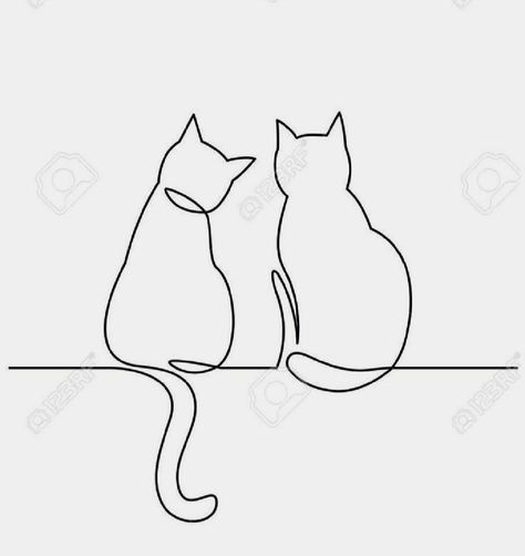 2 Cat Silhouette Tattoos, Sleeping Cat Tattoo Simple, Fine Line Cat Tattoo Ideas, Fineline Cat Tattoo, Minimalist Cat Tattoo Designs, Minimalistic Cat Tattoo, Minimal Cat Tattoo, Cat Silhouette Tattoos, Cat Outline Tattoo