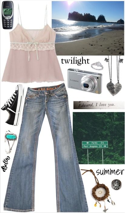 summer in forks Outfit | ShopLook Lightwash Jeans, Twilight Edward, Twilight Book, Twilight New Moon, Low Waist Jeans, Old Watches, Edward Cullen, Turquoise Bracelet Cuff, Bella Swan