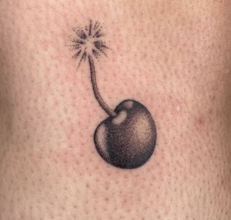 Cherry Bomb Tattoo, Bomb Tattoo, Swag Tattoo, Pointillism Tattoo, Candy Tattoo, Cherry Tattoos, Tattoo Themes, Clover Tattoos, Sick Tattoo