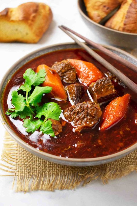 Bo Kho - Vietnamese Beef Stew (Stovetop & Instant Pot) - Scruff & Steph Bo Kho Recipe, Bo Kho, Beef Stew Stove Top, Vietnamese Beef Stew, Vietnamese Beef, Spiced Beef, Clam Recipes, Char Siu, Vietnamese Cuisine