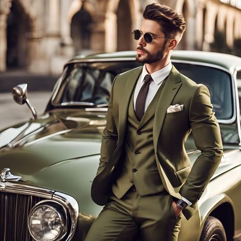 Trending Suits, Formal Suits Men, Olive Green Suit, Green Wedding Suit, Suits Groom, Wedding Kurta For Men, Black Suit Men, Formal Fashion, Designer Suits For Men