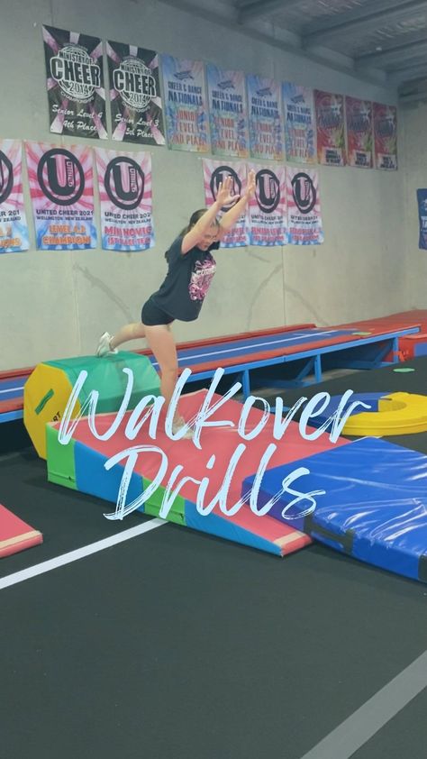 Gymnastics Beam Drills For Beginners, Squat On Drills Gymnastics, Backwalk Over Drills, Bridge Kickover Drills, Gymnastics Drills At Home, Tumbling Drills For Beginners, Gymnastics Floor Drills, Beginner Tumbling Drills, Front Walkover Drills