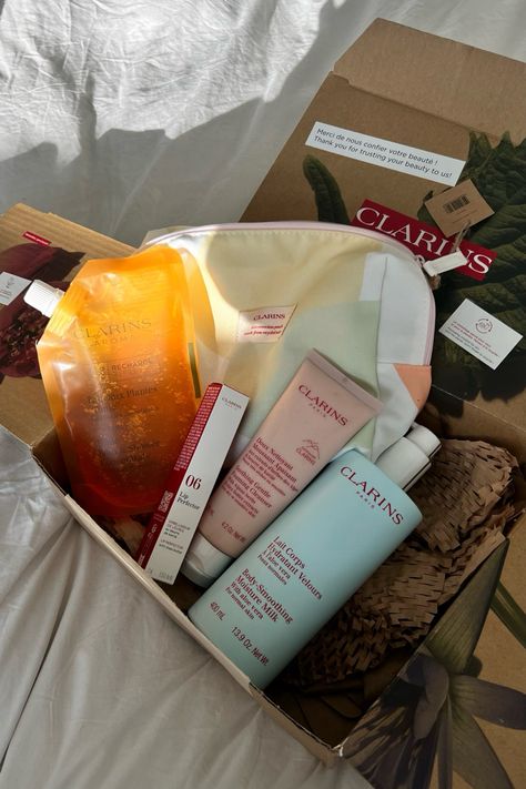 All of my favorites from Clarins Clarins Skincare, Collection Aesthetic, Shopping Aesthetic, Skincare Collection, Rouge Lipstick, Stunning Makeup, Firming Cream, Makeup Must Haves, Shop Makeup