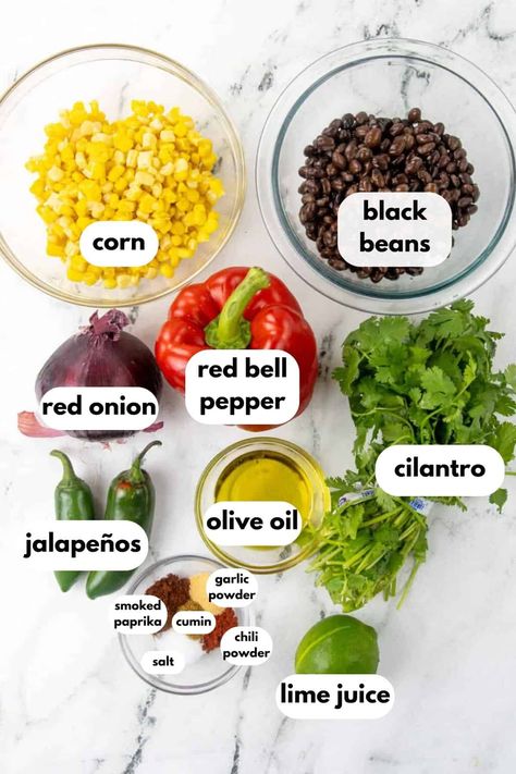 Black Bean and Corn Salad - Megan vs Kitchen Wheat Berry Recipes, Corn And Bean Salad, Black Bean And Corn Salad, Black Bean Corn Salad, Bean And Corn Salad, Black Bean Salad Recipe, Black Bean And Corn, Quick Salads, Black Bean Salad