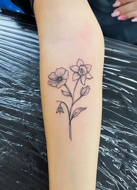 Daffodil And Cosmo Flower Tattoo, Violet And Lily Tattoo, Daffodil And Violet Flower Tattoos, Narcissus And Violet Flower Tattoo, Cosmo And Daffodil Tattoo, Daffodil And Holly Tattoo, Cherry Blossom And Daffodils Tattoo, Lily And Violet Flower Tattoo, March And February Birth Flower Tattoo