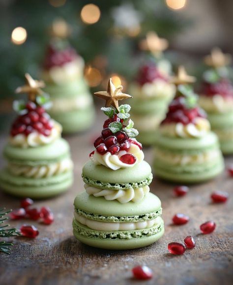 Tea Ornaments, Entertaining Desserts, Christmas Macarons, Christmas Donuts, Tea Treats, Christmas Biscuits, Macaron Recipe, Holiday Cookie Recipes, Christmas Brunch