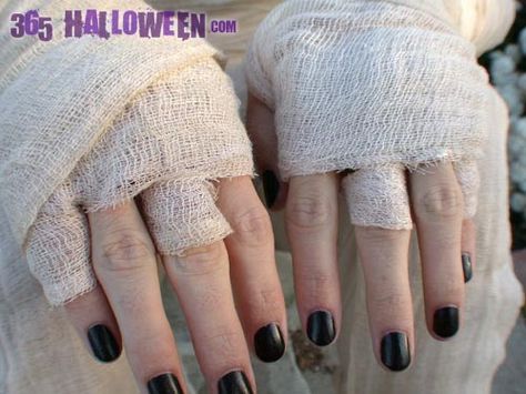 Mummy More How To Make A Mummy Costume, Diy Mummy Costume For Women, Mummy Fingers, Mummy Costume Diy, Mummy Costume Women, Halloween Mummy Costume, Diy Mummy Costume, Mummy Hand, Mummy Halloween Costume