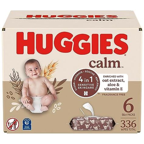 Huggies Calm Baby Wipes, Unscented, Hypoallergenic, 6 Push Button Packs (336 Wipes Total) Sensitive Skincare, Total White, Sensitive Skin Care, Kids Items, Baby Wipes, Push Button, Fragrance Free Products, Mom And Baby