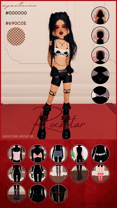 Dti Rock And Roll Outfit Ideas No Vip, Rockstar Dti Outfit, Dti Rock And Roll Outfit Ideas, Dress To Impress Rock And Roll, Dti Outfits Vip, Weekly Chalkboard, Rock And Roll Dresses, Outfits Hacks, Rock N Roll Dress