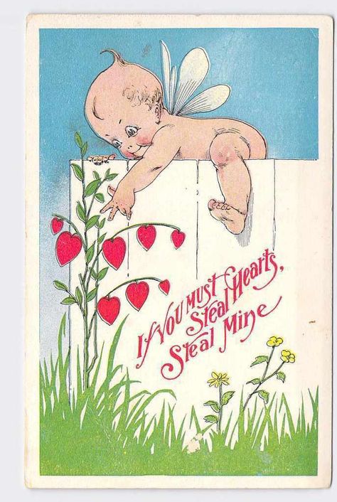 Kewpie Valentine, Kewpie Art, Rose O Neill, Valentine Cupid, Valentine Postcards, Valentines Roses, Vintage Valentine Cards, Kewpie Dolls, Valentines Day Greetings