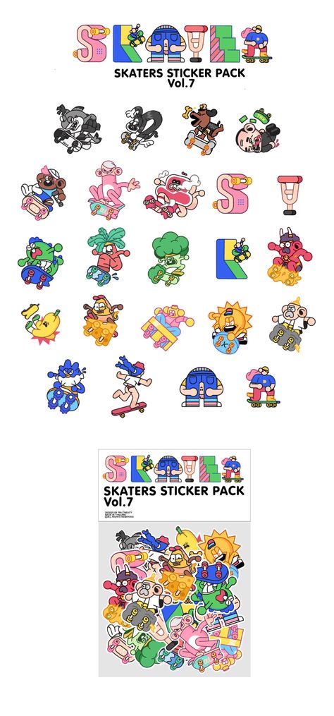 Skaters Sticker pack on Behance Storyboard Ideas, Storyboard Illustration, Creative Playground, Visual Identity Design, Cube Design, Sticker Patches, Logo Sticker, Sticker Collection, Sticker Pack