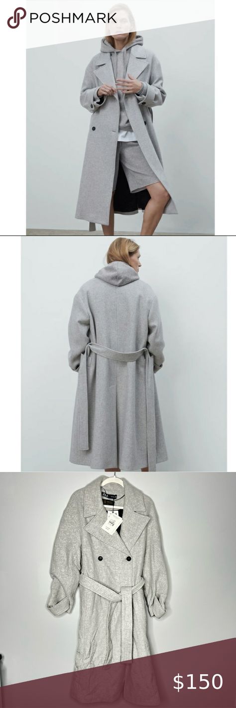 New Zara limited edition manteco oversized wool blend coat xsmall Zara Limited Edition, Grey Coat, Wool Blend Coat, Zara Jackets, Oversized Fits, Light Gray, Wool Blend, Light Grey, Limited Edition