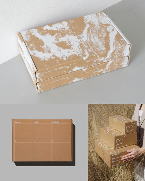 15 plus examples of inspiring white ink print on kraft packaging box designs Cardboard Box Design, Kraft Box Packaging, Kraft Paper Packaging, Kraft Packaging, Diy Branding, Ink Printing, Custom Printed Boxes, Minimalist White, Box Packaging Design