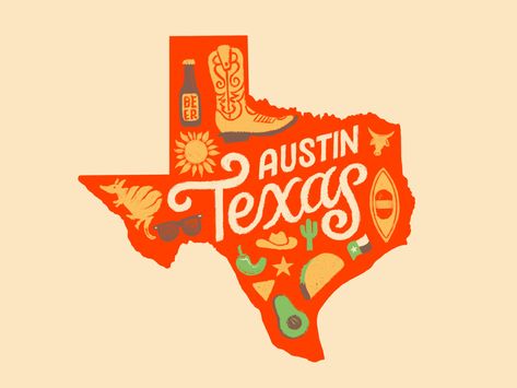 ATX by Kristen Harlin on Dribbble Texas Illustration, Texas Images, Texas Aesthetic, Austin Shirt, Texas Logo, Texas Poster, Christian Graphic Design, Texas Map, Ffa