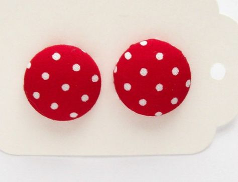 Love these! Fabric Button Earrings, Pink Halo, Polka Dot Earrings, Dot Earrings, Nickel Free Jewelry, Stone Dangle Earrings, Dot Fabric, Polka Dot Fabric, Classic Earrings