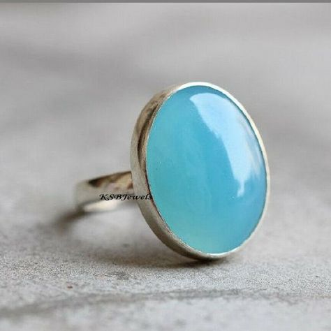 Best Selling Jewelry, Aqua Chalcedony Ring, Plain Ring, Sports Jewelry, Rings Collection, Chalcedony Ring, Zierlicher Ring, Aqua Chalcedony, 7 Rings