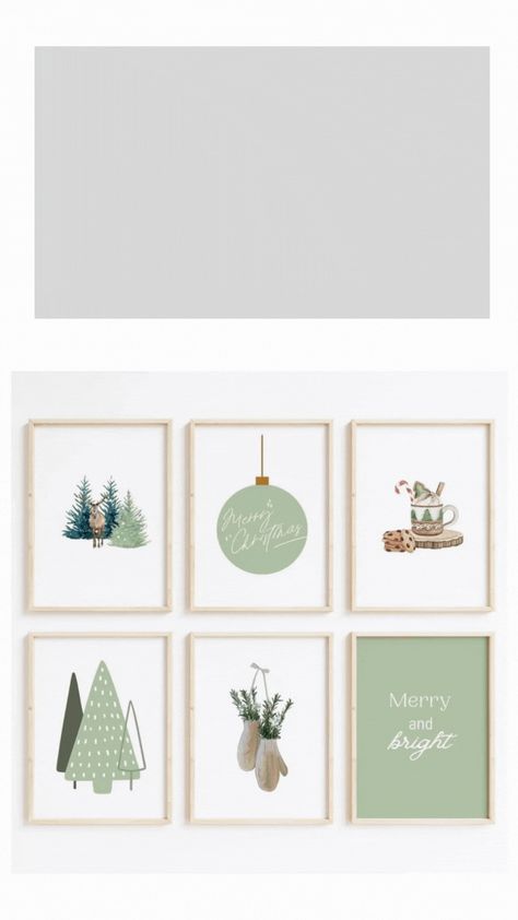 Boho Christmas Prints, Boho Christmas Painting, Green Xmas Decor, Modern Christmas Illustration, Christmas Cards Aesthetic, Watercolor Animal Paintings, Cute Gallery Wall, Aquarell Christmas, Woodsy Christmas Decor