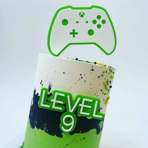 Xbox Birthday Party, Xbox Party, Xbox Cake, Glitter Birthday Cake, Video Game Cakes, Video Games Birthday Party, Gamer Birthday, X Box, Video Games Birthday