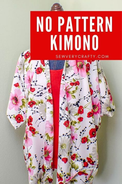 Kimono Pattern Free, Simple Kimono, Kimono Jacket Pattern, Kimono Sewing Pattern, Diy Kimono, Basic Sewing, Afrikaanse Mode, Sew Ins, Beginner Sewing