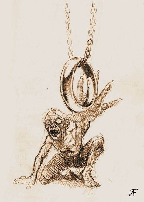 Gollum by TolmanCotton on DeviantArt Gollum Sketch, Gollum Drawing, The Hobbit Gollum, Lord Of Rings, Ring Sketch, Lord Of The Rings Tattoo, Hobbit Art, Ring Day, Middle Earth Art