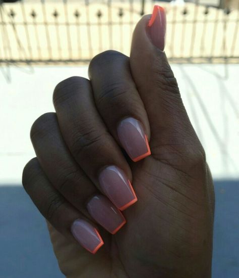 Neon Orange Nails, Orange Acrylic Nails, Nails Neon, Classy Acrylic, 50 Style, Trim Nails, Neon Nails, Orange Nails, Simple Nail Designs