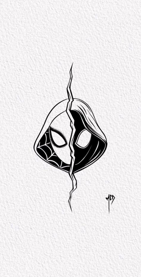 Black And White Marvel Tattoo, Spider Man Tattoo Stencil, Spider Man Across The Spider Verse Tattoo, Ghost Spider Tattoo, Spiderman Tatoos Ideas, Gwen Stacy Tattoo, Spiderverse Tattoo Ideas, Miles Morales Tattoo Ideas, Gwen Tattoo