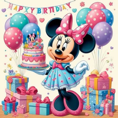 Happy Birthday Disney, Happy Birthday Wishes Pics, Happy Birthday Flowers Wishes, Dibujos Toy Story, Birthday Wishes Pics, Minnie Mouse Birthday Decorations, Minnie Mouse Images, Birthday Wishes For Daughter, Birthday Greetings Friend