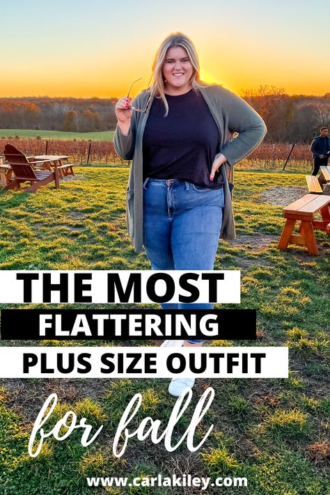 I love these plus size jean outfits! They are so versatile and make me feel like I have way more outfits to wear! Clothes For Larger Women, Plus Size Casual Jeans Outfit Ideas, Plus Size Jean Outfits, Apron Belly Outfits Plus Size, Fall Plus Size Outfits 2024, Fall Outfits For Plus Size Women, Plus Size Cardigan Outfit, Fall Outfits For Plus Size, Plus Size Fall Outfits Big Stomach