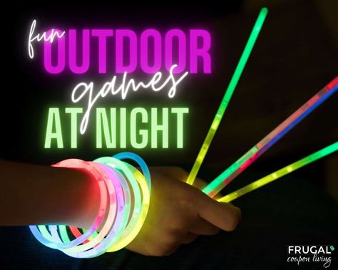 Outside Night Games, Outdoor Glow Games, Night Time Games Outside, Backyard Party Activities Adults, Games To Play In The Dark Outside, Outdoor Summer Camp Games, Campfire Games For Kids, Night Games For Kids Outdoor, Camping Games For Teens