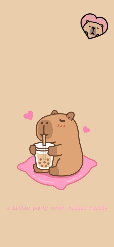 Capybara Wallpaper, Tablet Wallpaper, Pusheen, Cute Cartoon Wallpapers, Cartoon Wallpaper, Lock Screen Wallpaper, Baby Animals, Cute Cartoon