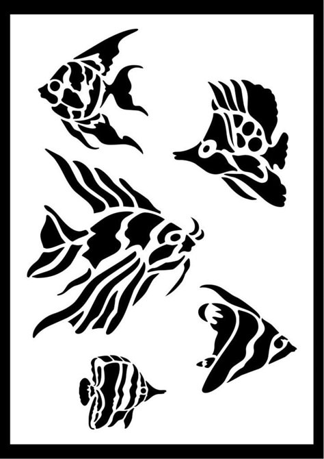 Para cuadritos Gecko Wall Art, Fish Stencil, Stencil Decor, Animal Stencil, Silhouette Clip Art, Floral Border Design, Wood Burning Patterns, Silhouette Stencil, Stencil Pattern